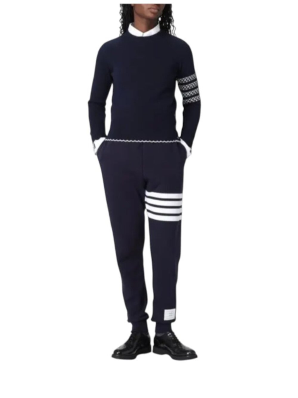 Thom Browne Hector Jumper Sweater Womens 40 Small Navy Blue Crew Neck Wool Dog - Picture 3 of 14